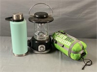 Camping Gear: Lantern; Sleeping Bag; Stainless Ste