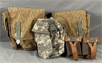 Various Canvas Pouches; Leather Pouch w/Canister