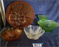 (4) PCS. GLASS BOWLS: CHIP & DIP, SALAD