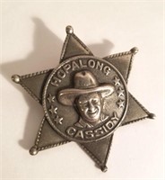 Vintage TV star Hopalong Cassidy sheriff badge