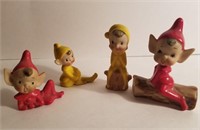 Collectible vtg Christmas porcelain fairy elf set