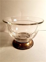 Vintage Heisey glass divided Bowl / Sterling Base