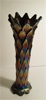 Antique Dugan lined lattice carnival glass vase