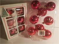 2 vintage boxes of red glass ornaments