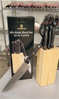 NEW 6 Pc Stainless Knife Set with Block