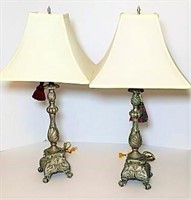 Two Pewter Finish Lamps