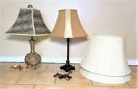 Two Candlestick Lamps with Fabric