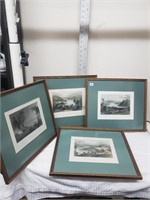 4 very old 12.5x15 framed prints
