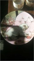 Pair of English Royal Worcester kitten plates
