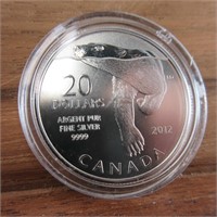 2012 $20 POLAR BEAR .9999 FINE SILVER - NO TAX