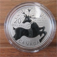 2012 $20 REINDEER .9999 FINE SILVER TAX EXEMPT