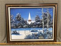 "Steeple in the Snow" Painting by Jerry Dover