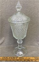 Indiana Diamondpoint Glass Candy Compote