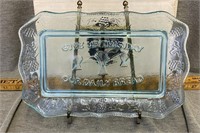 Aqua Blue "Lords Supper" Tray by Tiara Glass