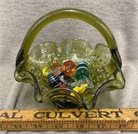 LE Smith Glass Basket with Glass Candies