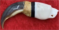 Large polar bear claw pendant with baleen spacer,