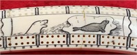 Vintage walrus ivory cribbage board with old style