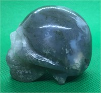 2" Hand Carved Green Quartz Skull