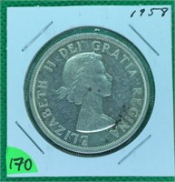 1959 Canada Elizabeth II Silver Voyageur Dollar