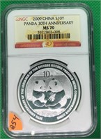 2009 China S10Y, Panda 30th Anniversary, MS70