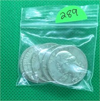 5 x 1960's Silver Quarter