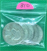 5 x 1960's Silver Quarter