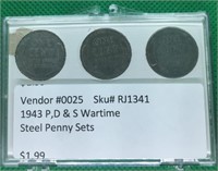 1943 US Steel Cent, Set of 3