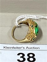 14k Vintage Emerald & Green Turquoise Ring.