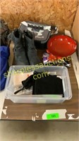 lunch box, woman's boots sz 10, masks, jewelry