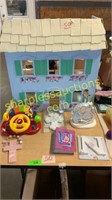 Barbie house, baby items, toys
