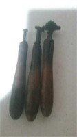 3 antique leather working tools