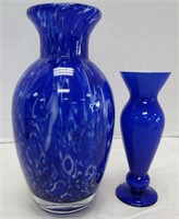 2 Blue Decorative Vases - No Chips