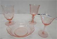 4pc Beautiful Pink Depression Glass