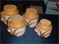 Trewolla Pottery Canister Set with wood scoops