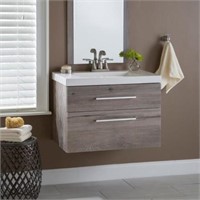 Wall Hung Bath Vanity White Washed Oak