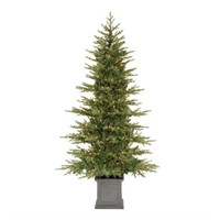 Grand Fir Potted PreLit Artificial Christmas Tree