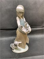 Lladro Figurine "Following Her Cats", 9 1/2"H