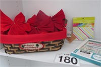 BASKETS WITH LARGE RED RIBBONS & CARD MAKER SET