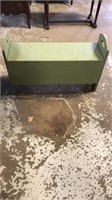 Green primitive bench with storage