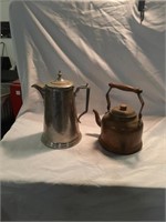 stainless steel teapot  And a copper teapot