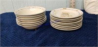 8 plates and 7 bowls of teddy bear dishes