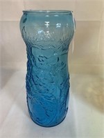 Tiara Exclusive Blue Embossed Flowers Glass vase