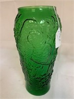 Tiara Exclusive Green Embossed Parrot glass Vase