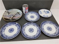 6 assiettes en céramique dont canard décoratif