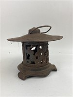Antique Cast Iron Candle Lantern Bird Motif