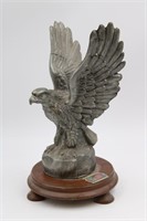 Metal Eagle Statue on Wood Base
