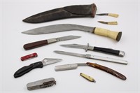 Assorted Knives & Straight Razor