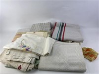 Large Vintage Table Linen Lot Table Cloths & More