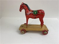 Antique Handmade Wood Christmas Horse Toy