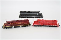 3 HO Locomotives- IL Central, Chicago Central,
